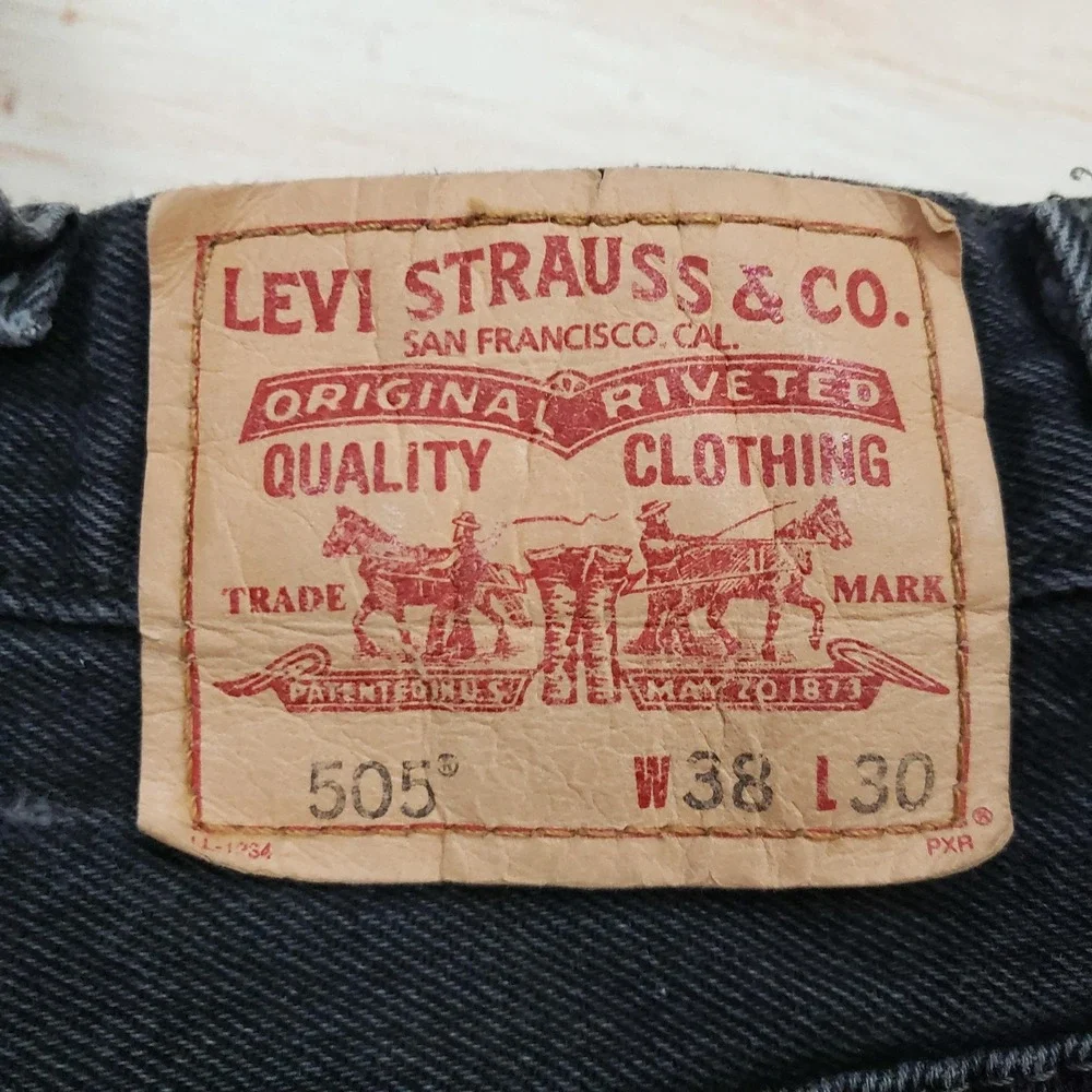 VINTAGE Levis 505 Jeans Mens‎ 38x30 Black Regular Straight Leg Outdoor Adult *